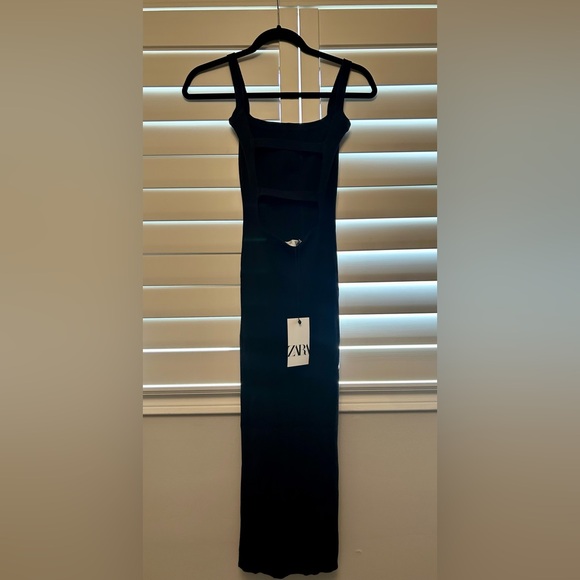 ZARA NWT Open Back Knit Midi Dress - Black (S) - Picture 2 of 5